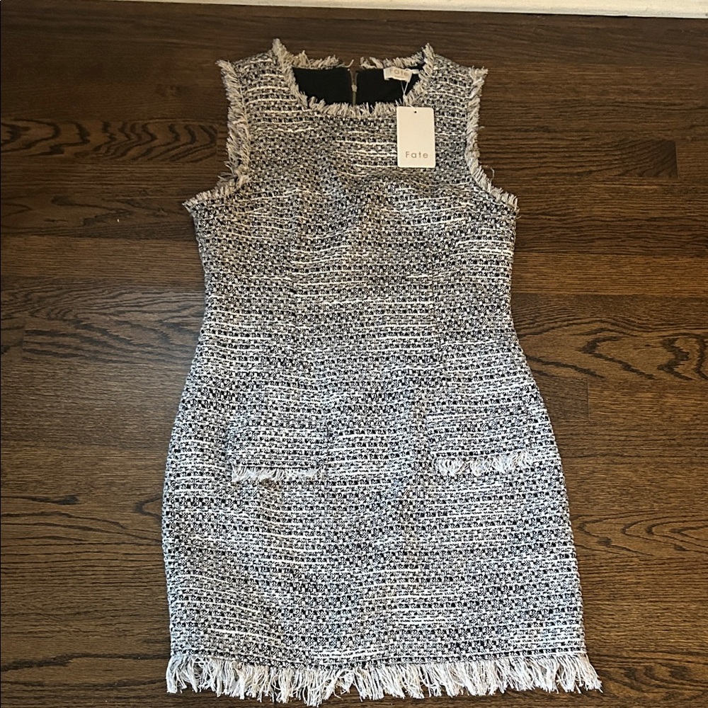 Fate Women's Monochrome Tweed Mini Dress